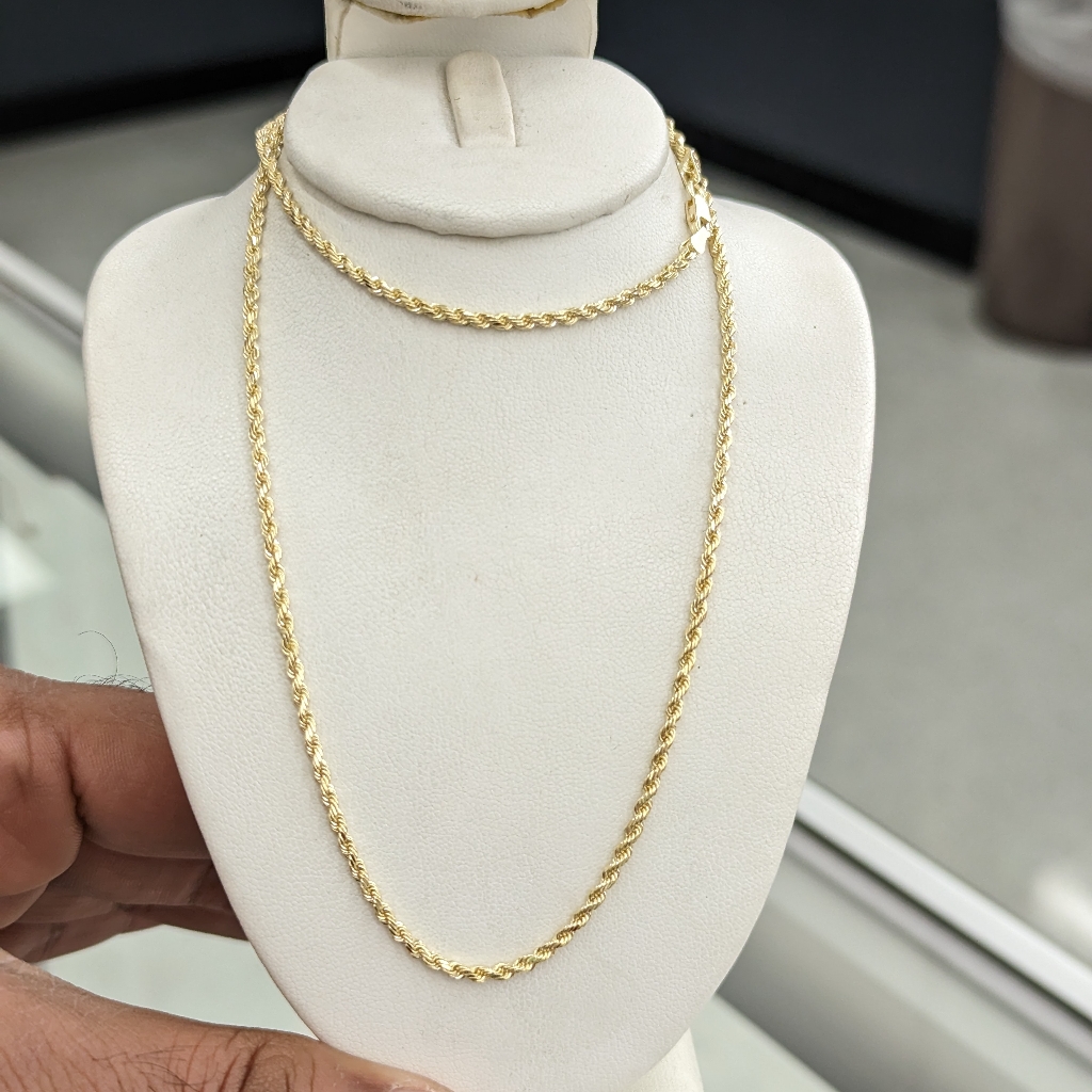 10kt Real Gold Rope Chain 2 Mm 20 Inch